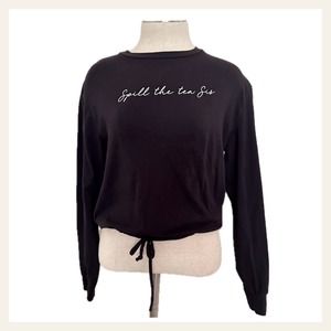 Spill The Tea Sis Cropped Drawstring Shirt M